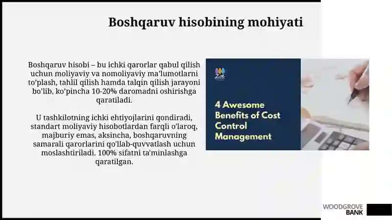 Boshqaruv hisobining mohiyati va uni tashkil etish 3