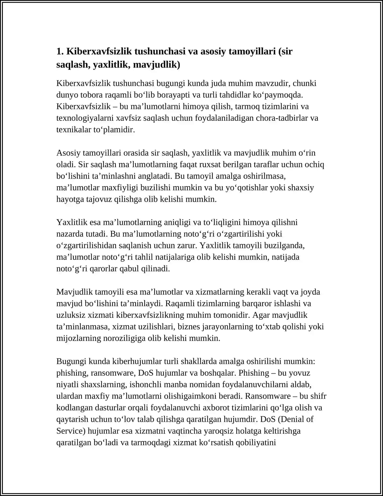 KIBERXAVFSIZLIK TUSHUNCHASI UNING BUGUNGI KUNDAGI AHAMIYATI 3