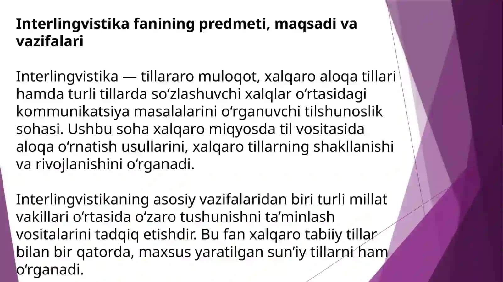 Interlingvistika. Xalqaro tabiiy va xalqaro sun’iy tillar 3
