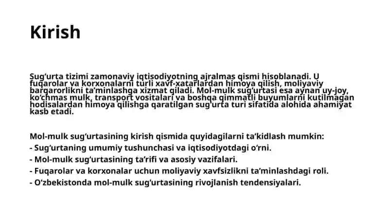 Mol-mulk sug'urtasi 3