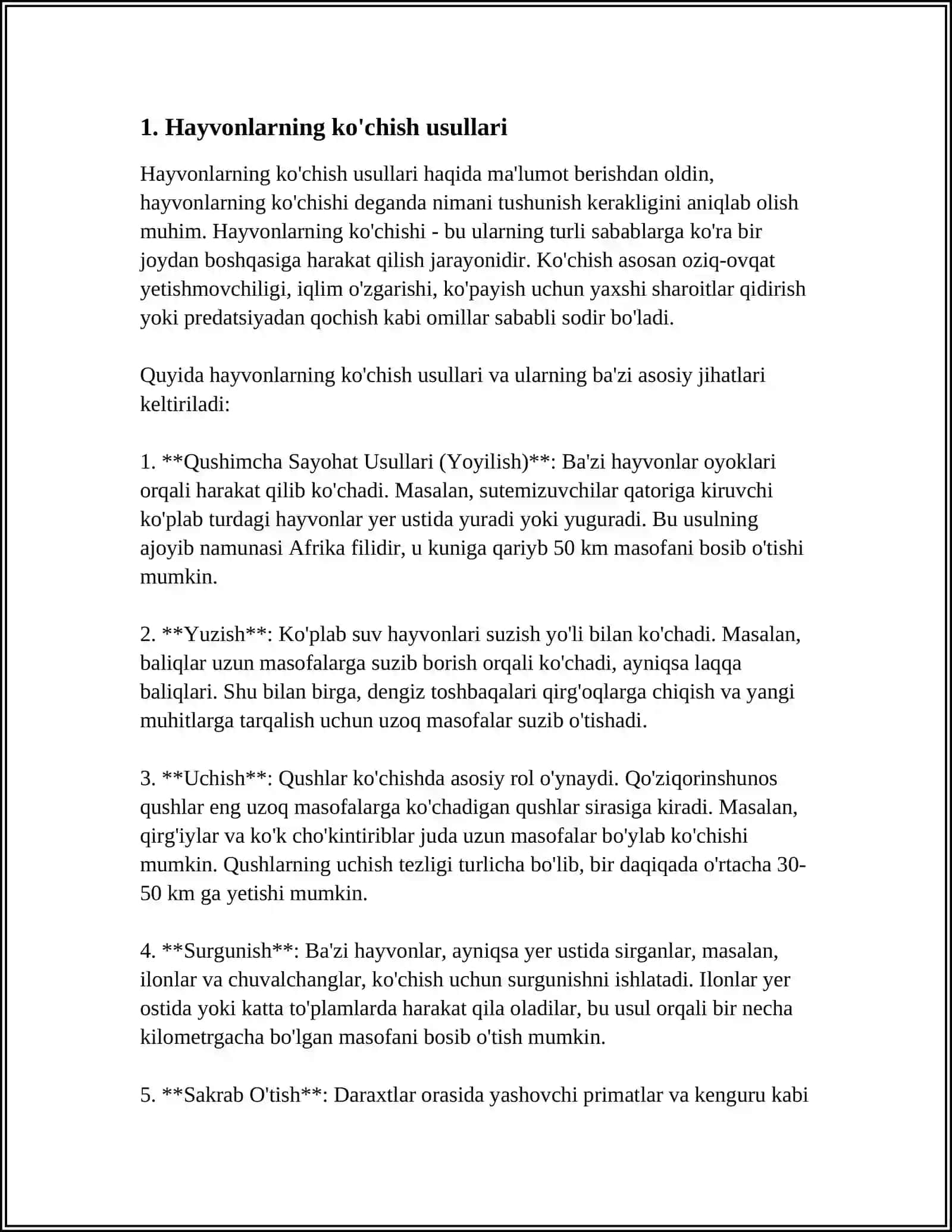 AREAL ICHIDA TURLARNING TARQALISHI. HAYVONLARNING DAVRIY MIGRASIYALARI 3