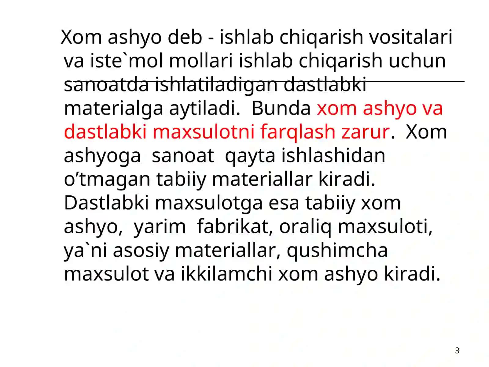 Xom ashyo va undan rational foydalanish 3