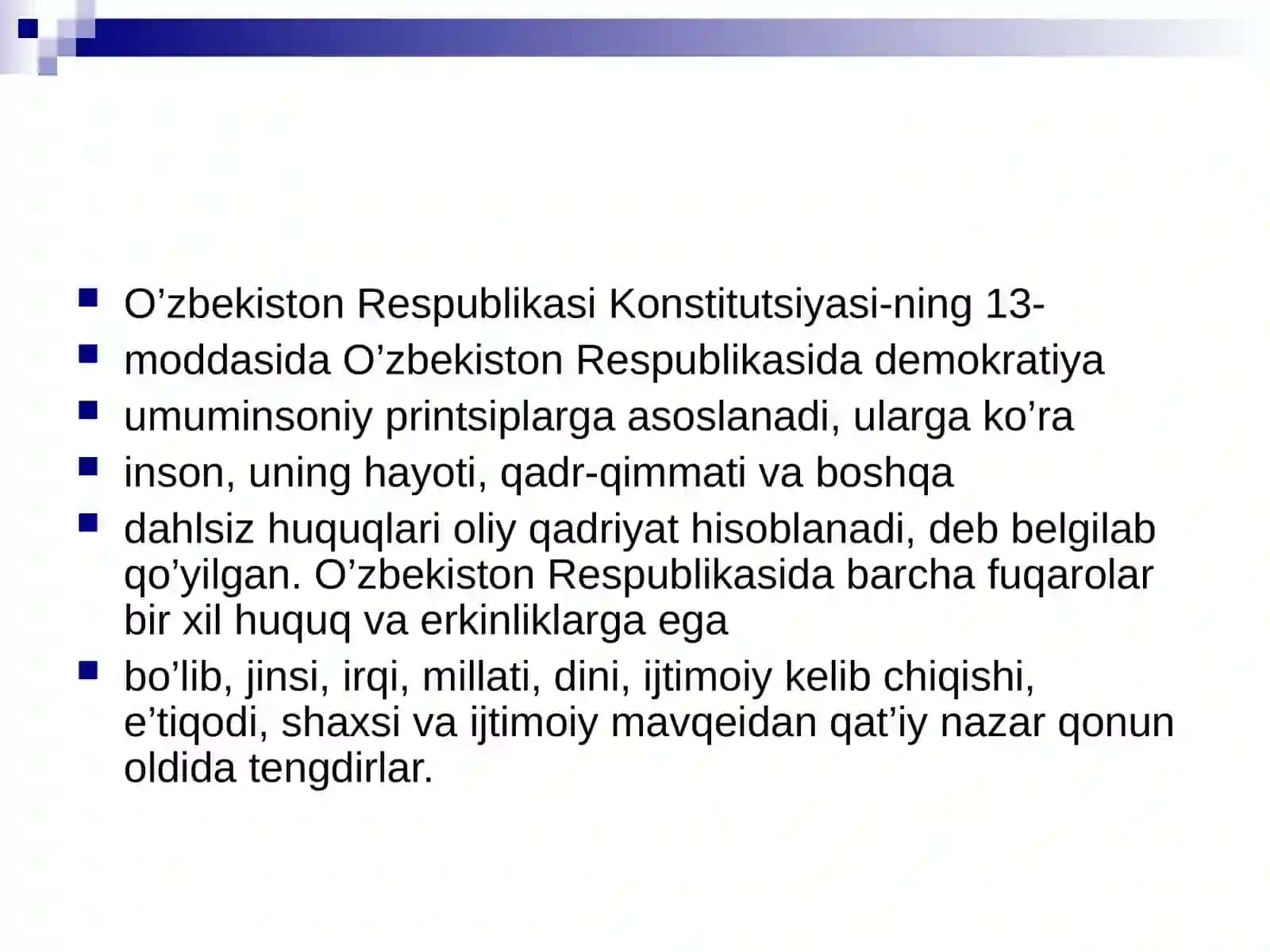 O’ZBEKISTONDA INSON HUQUQLARI VA ERKINLIKLARI KAFOLATI. SUD HOKIMIYATI 3