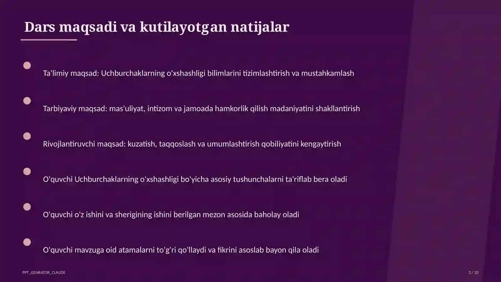 Uchburchaklarning o'xshashligi (8-sinf) 3