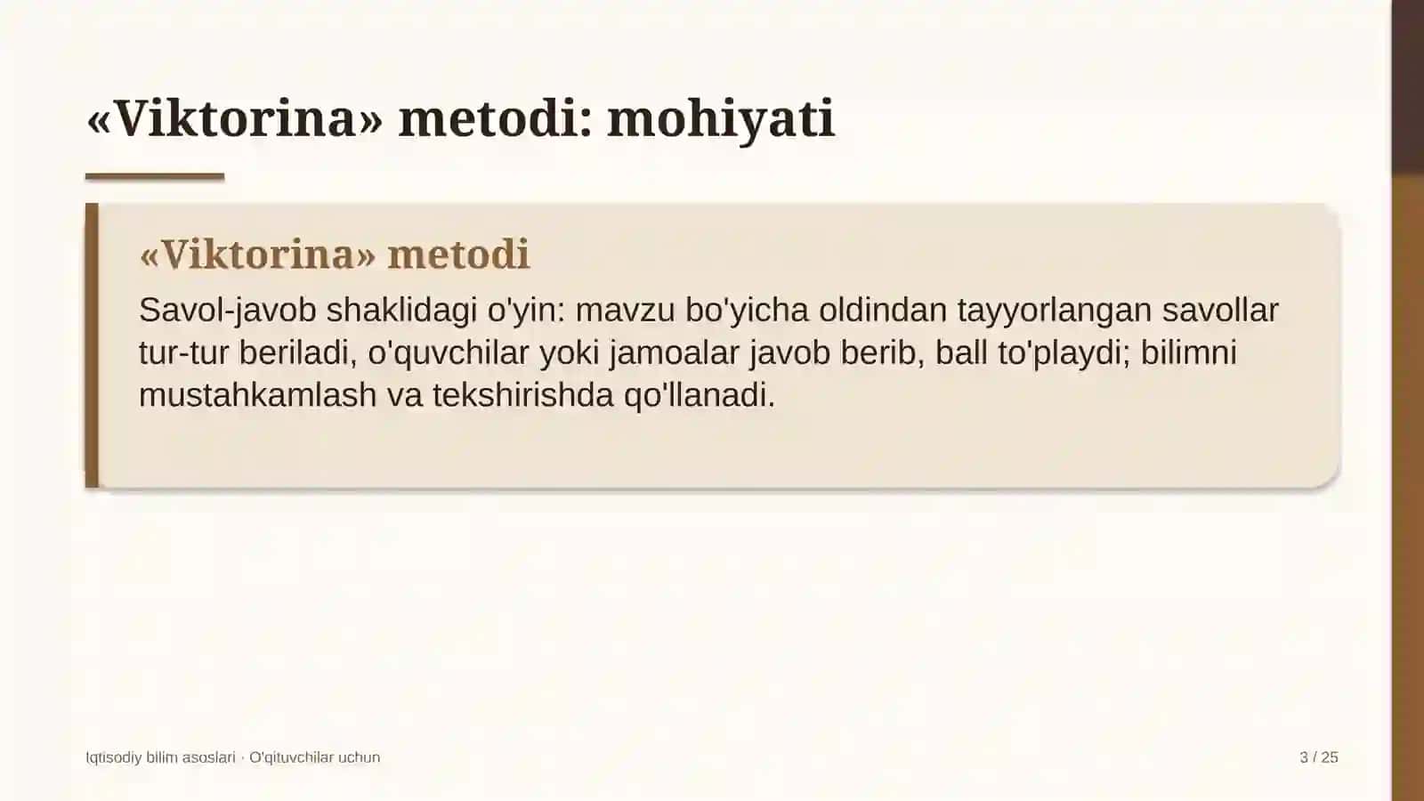 iqtisodiy bilim asoslari darslarida viktorina metodidan foydalanish 2809 3