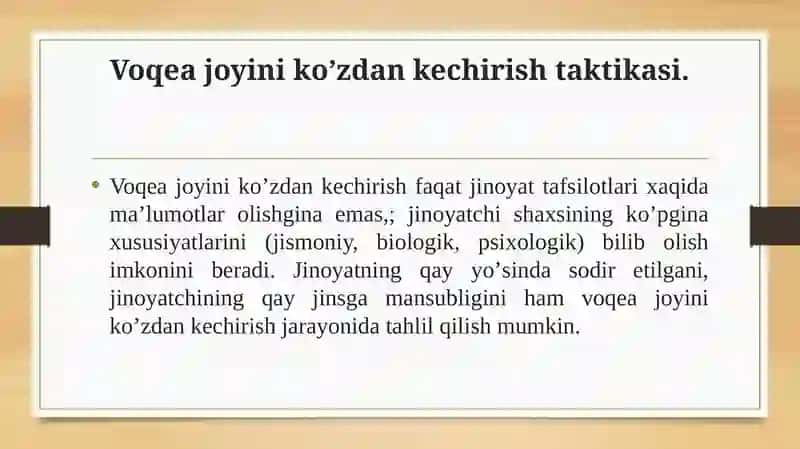Voqeasodir bo’lgan joy va ko’zdan kechirish psixologiyasi 3
