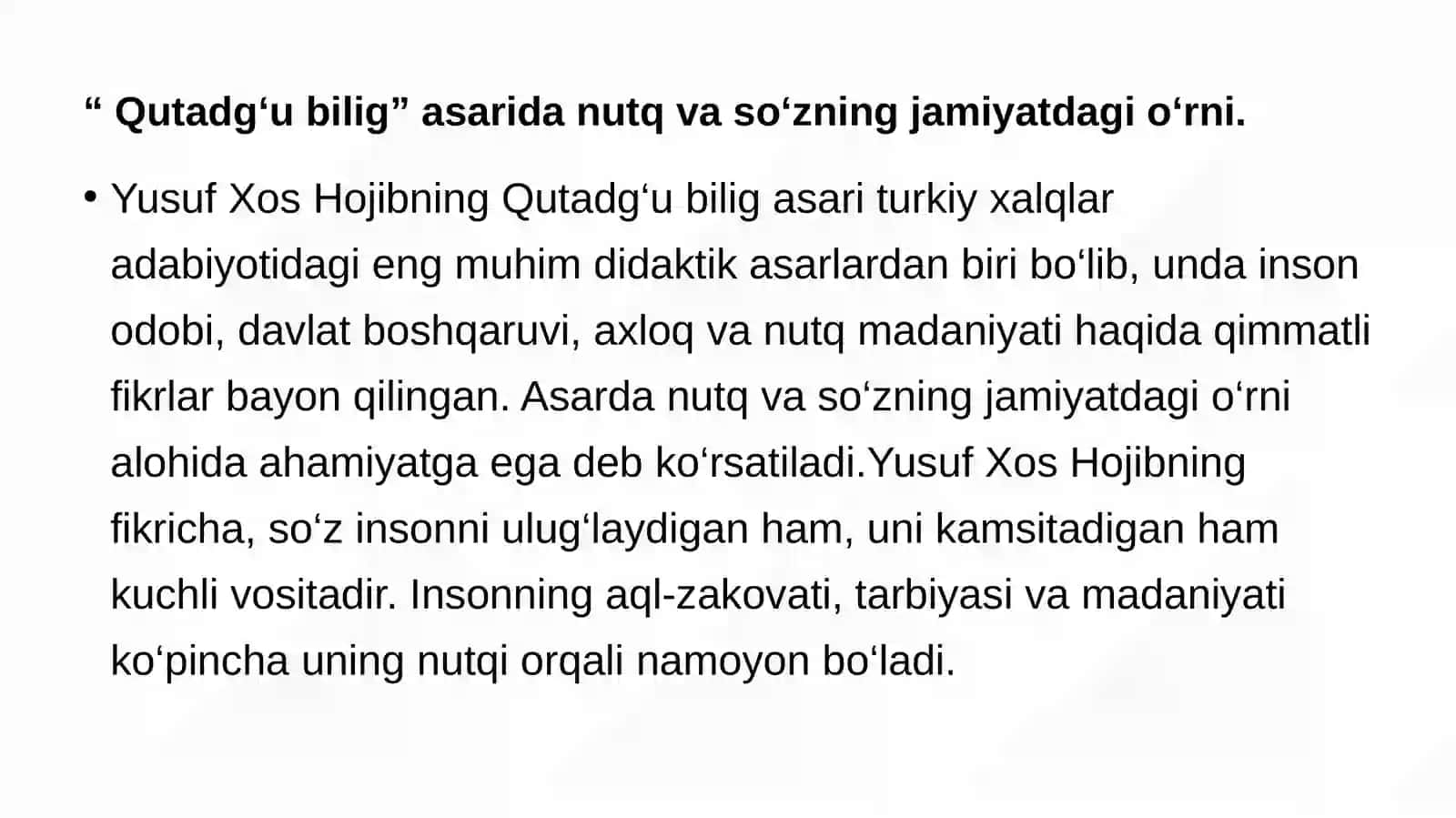 Yusuf Xos Hojibning Qutadg`u bilig asarida nutq madanyatiga oid qarashlari. 3