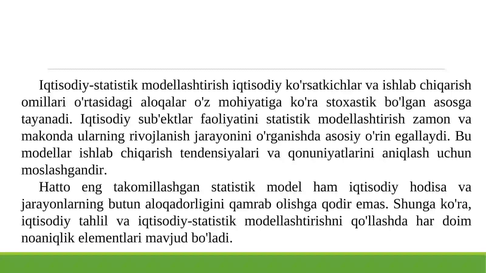EKONOMETRIK MODELLARNING AXBOROT TA’MONOTI VA UNGA QO‘YILADIGAN TALABLAR 3