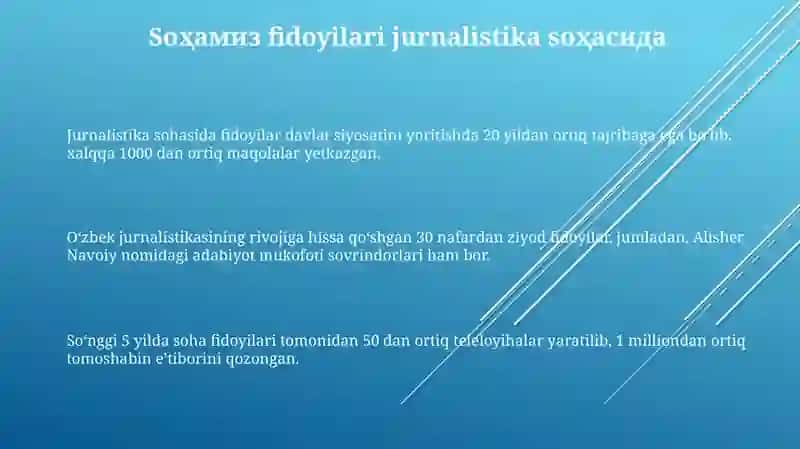Jurnalistika sohasi boʻyicha sohamiz fidoiylari 3