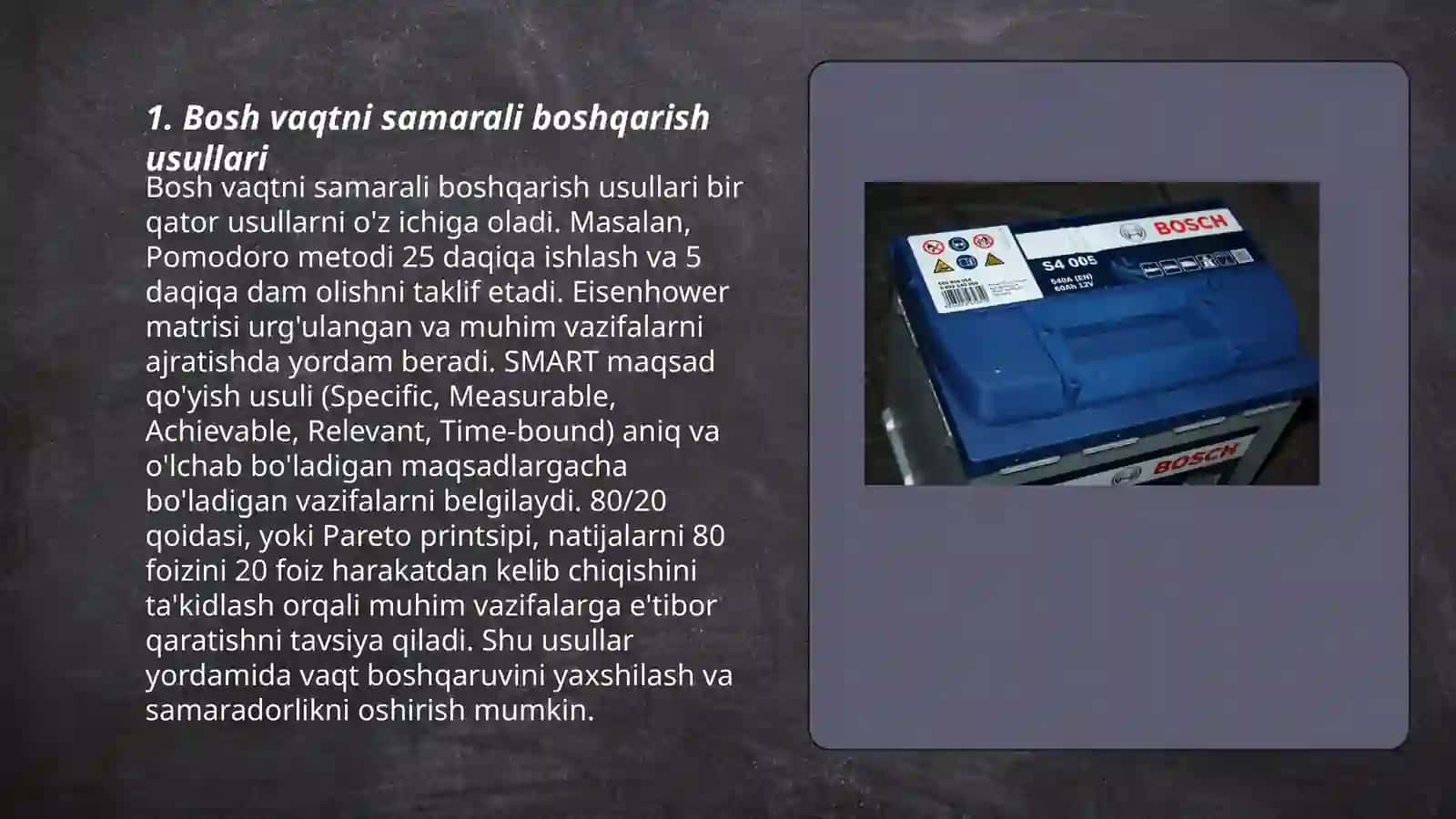 Bosh vaqtni samarali boshqarish usullari 3