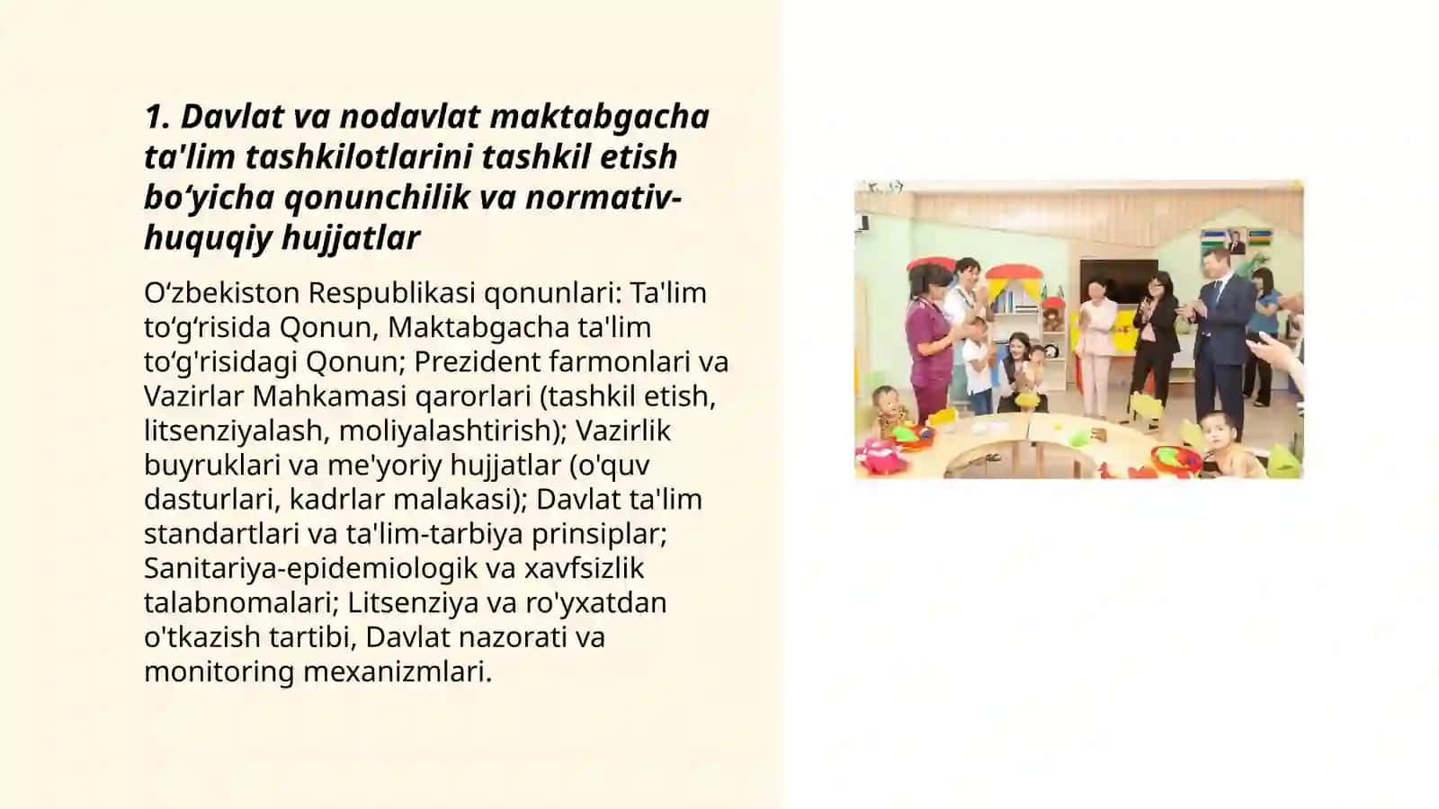 Umumiy turdagi davlat va nodavlat maktabgacha ta’lim tashkilotlarini tashkil etish 3