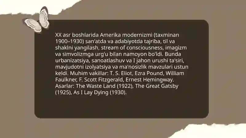 XX asr boshlarida Amerika adabiyoti 3