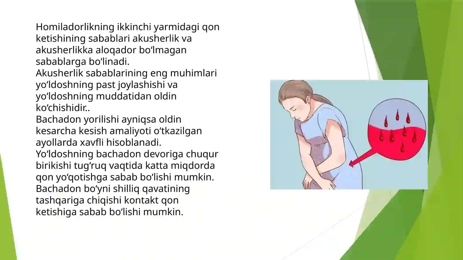 Homiladorlikning ikkinchi yarimida qon ketishining asosiy sabablari 3