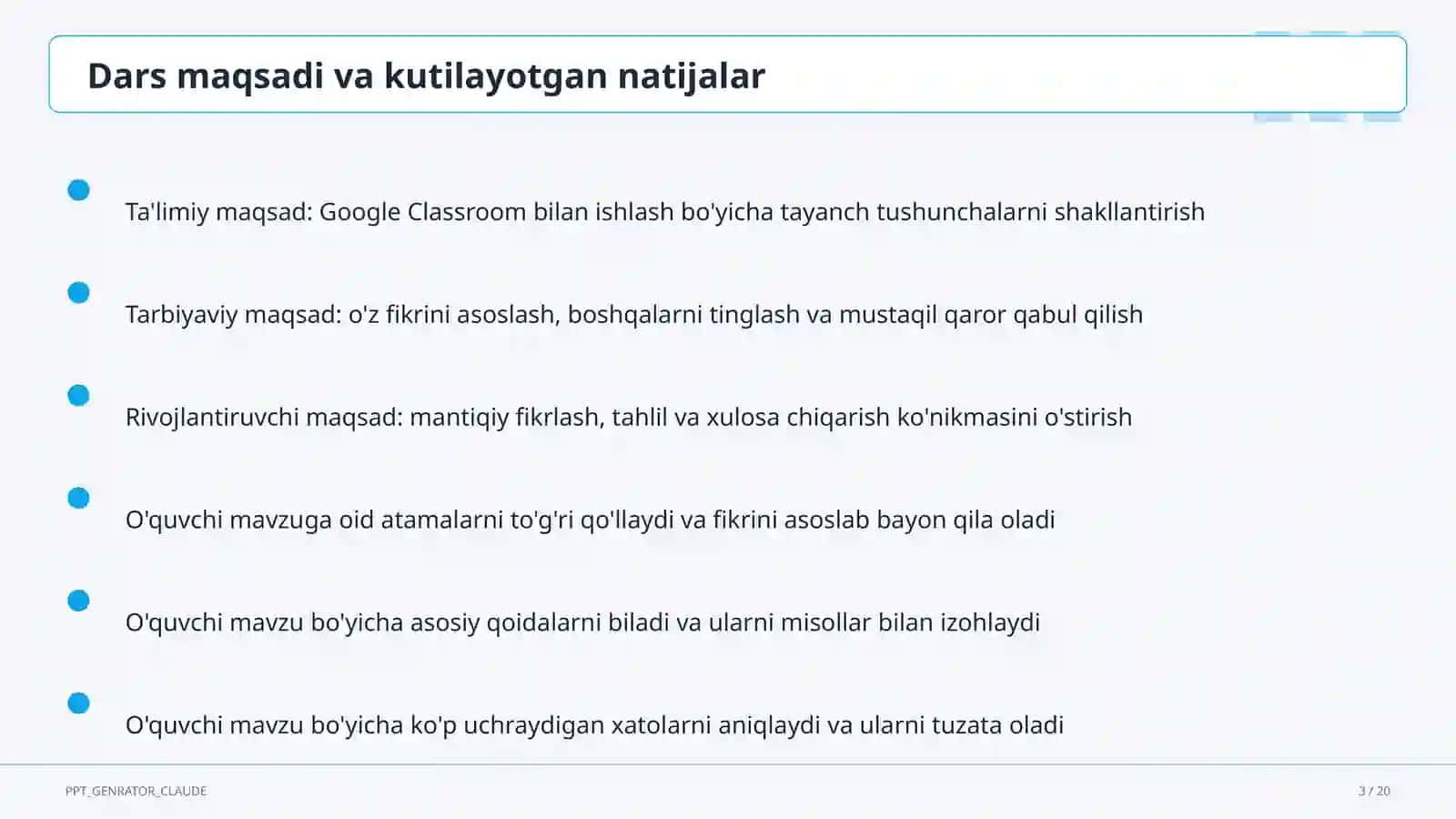 Dars rejasi 3