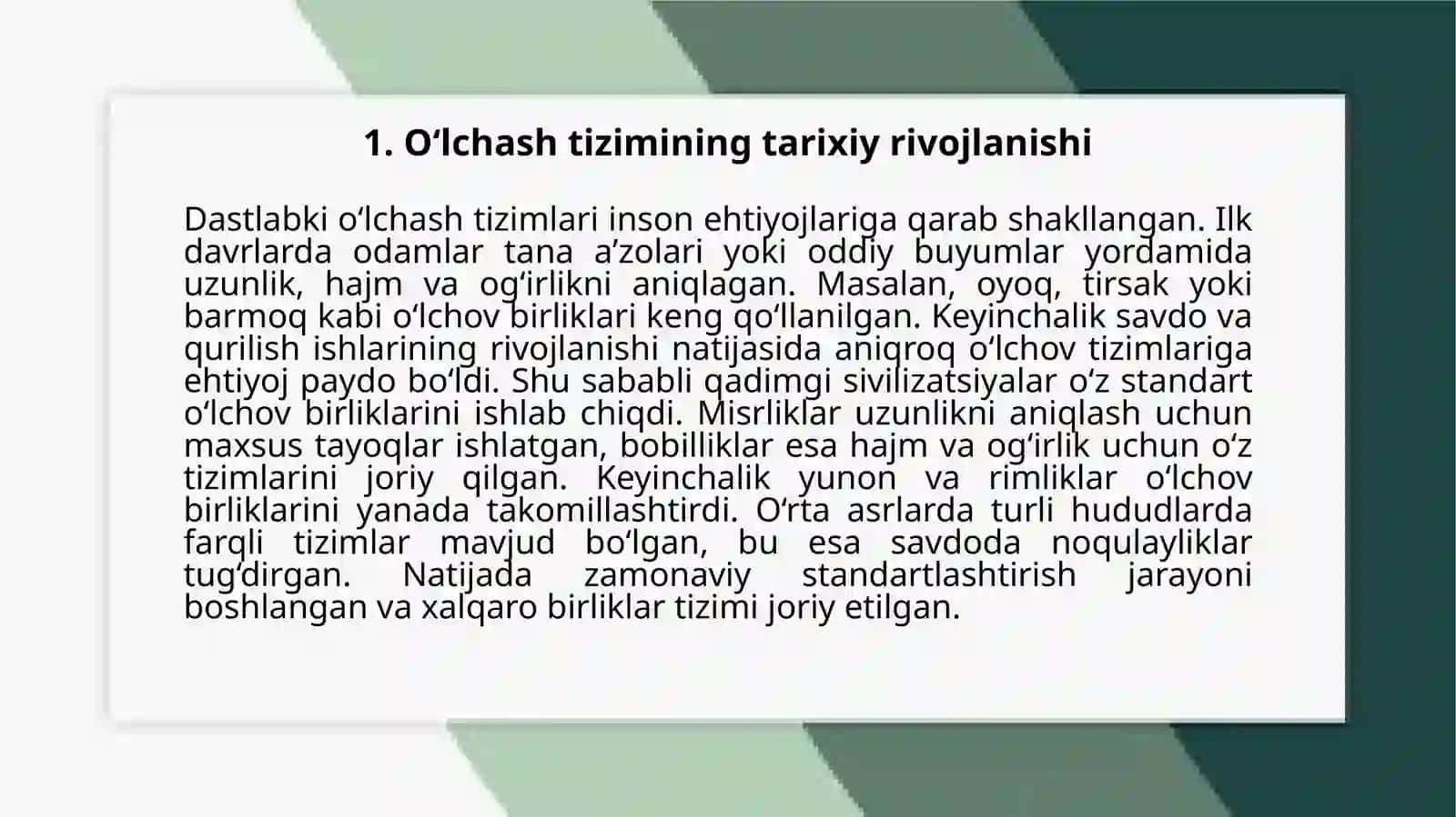 O'lchashtizimining ozgaruvchanligi va sabablari 3