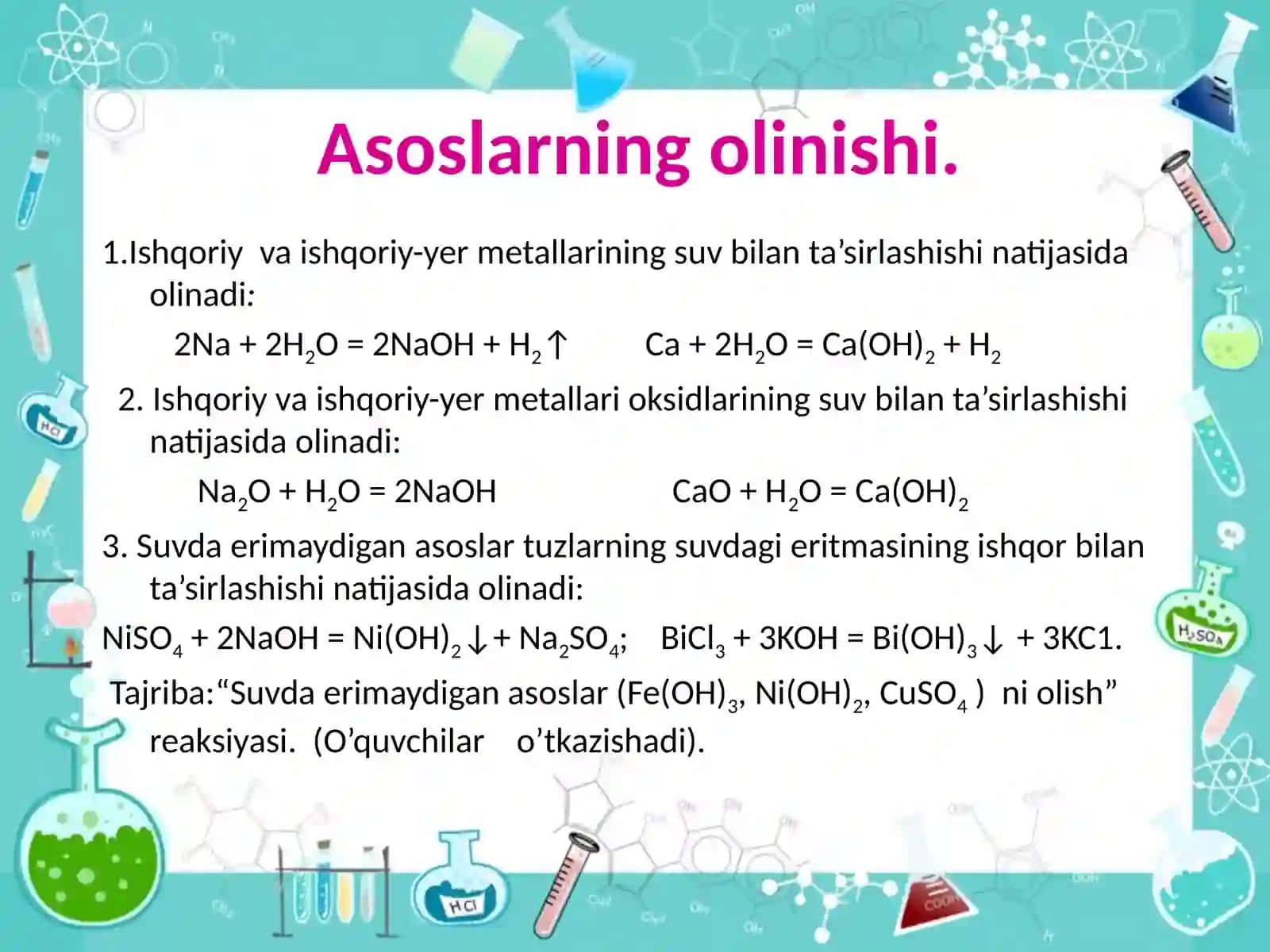 asoslar olinishi. 3