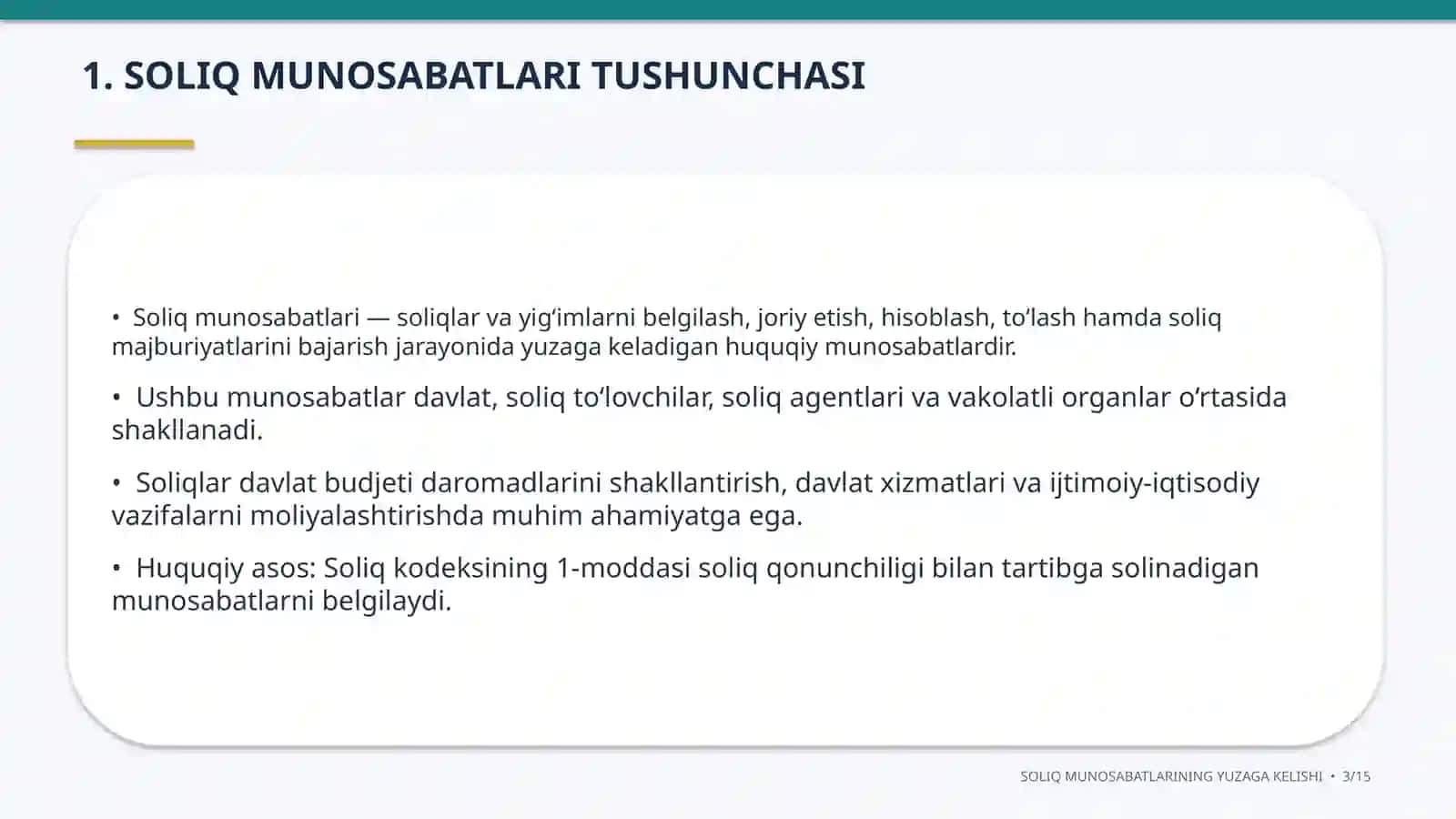 SOLIQ MUNOSABATLARINING YUZAGA KELISHI 3