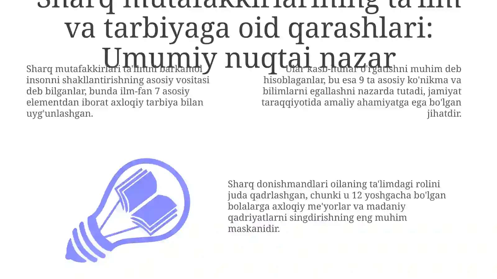 Sharq mutafakkirlari talim va tarbiya toʻgʻrisidagi qarashlari 3