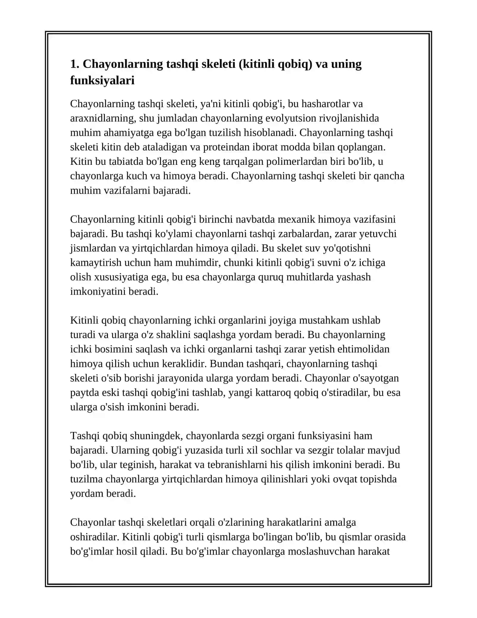 CHAYONLARNING TASHQI VA ICHKI TUZULISHI. AHAMIYATI 3