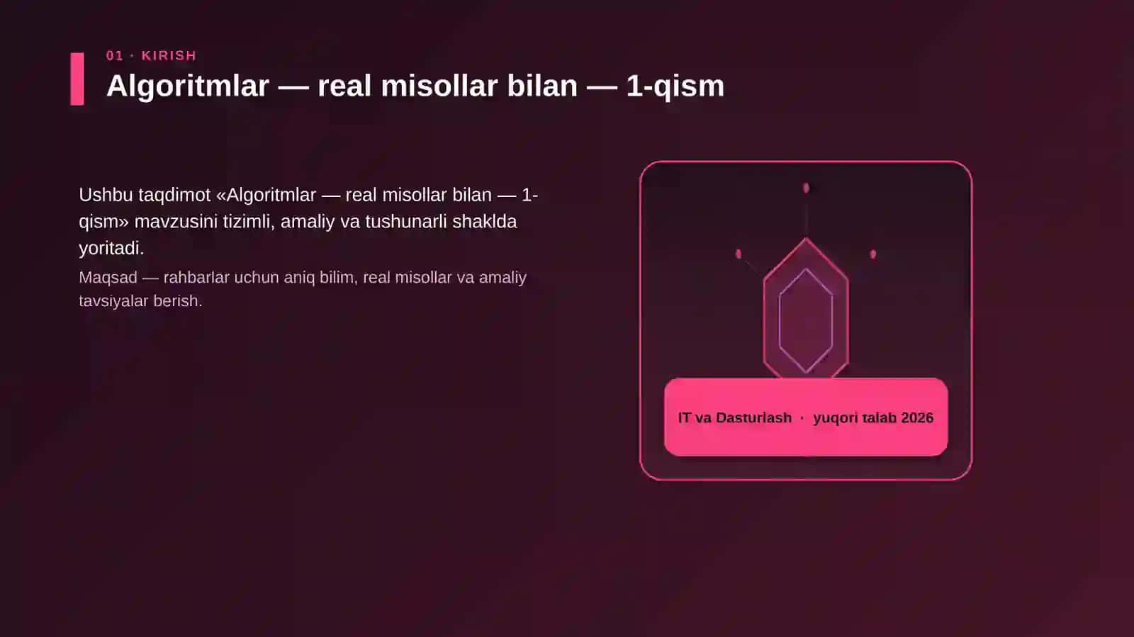 Algoritmlar — real misollar bilan — 1-qism 3