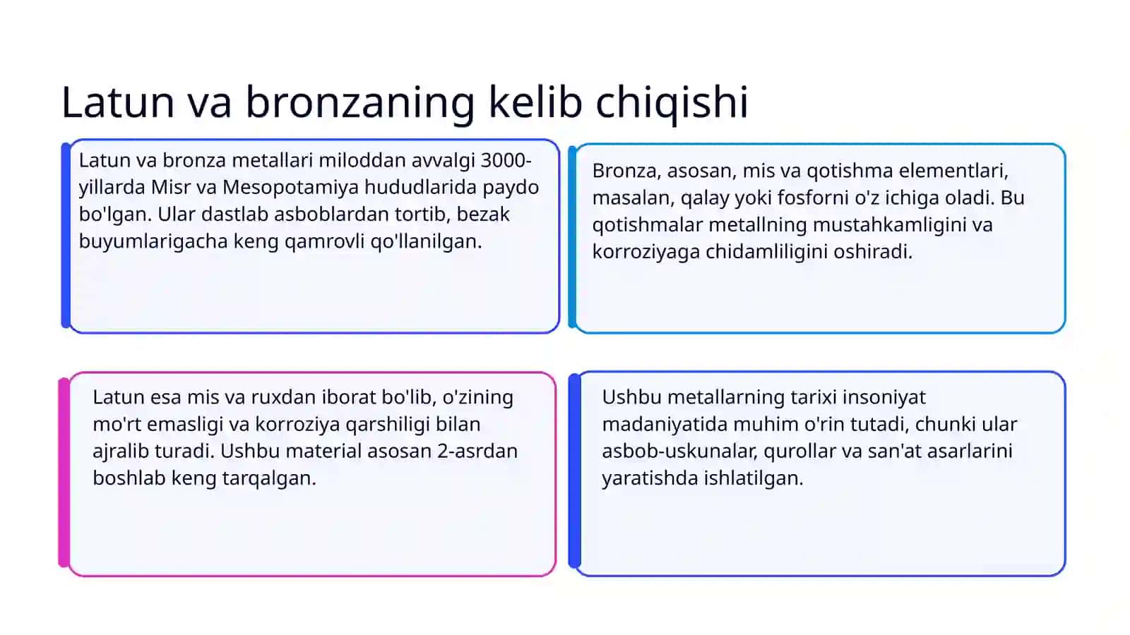Latunlar va bronzalar qollanilishi va markalanishi 3