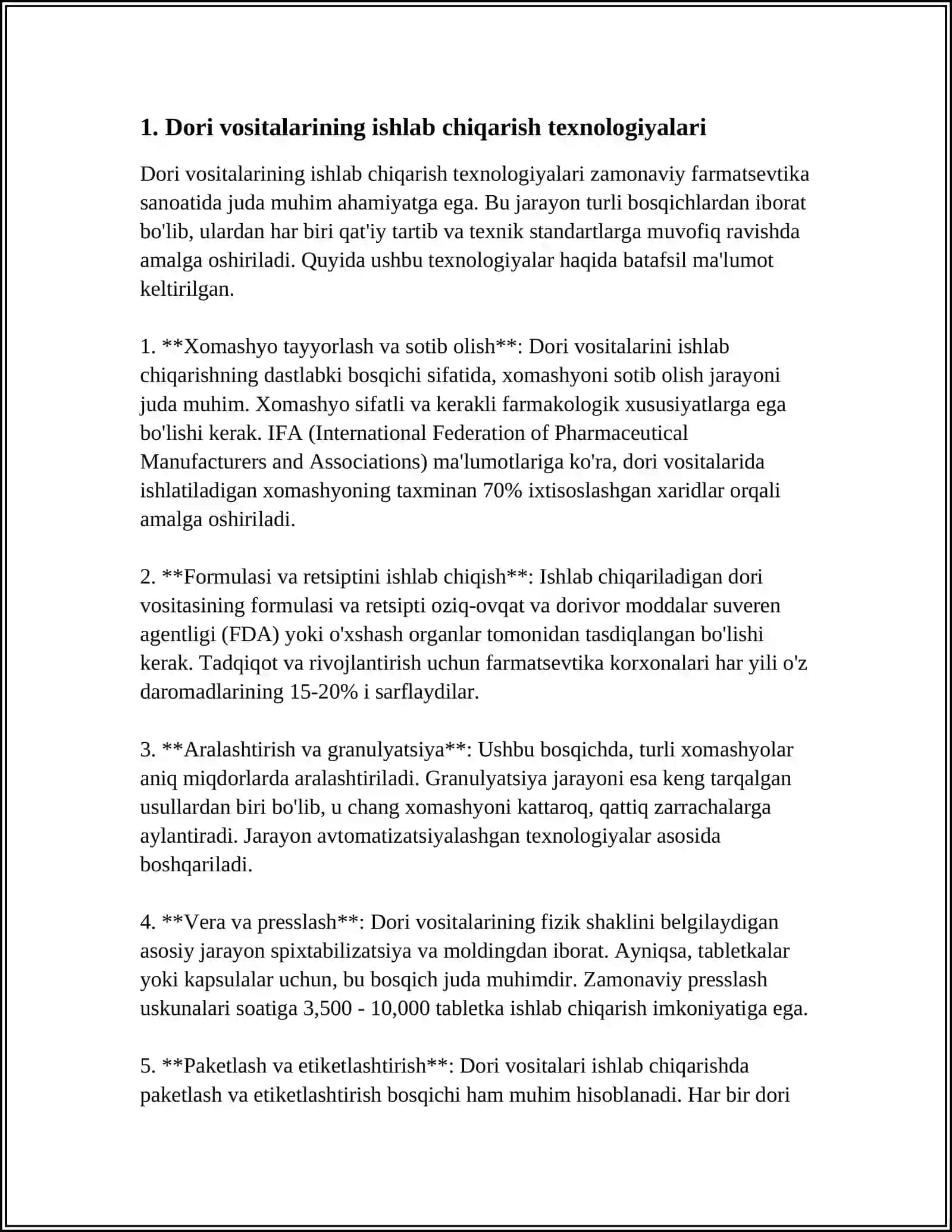 Dori vositalarining ishlab chiqarish texnologiyalari 3