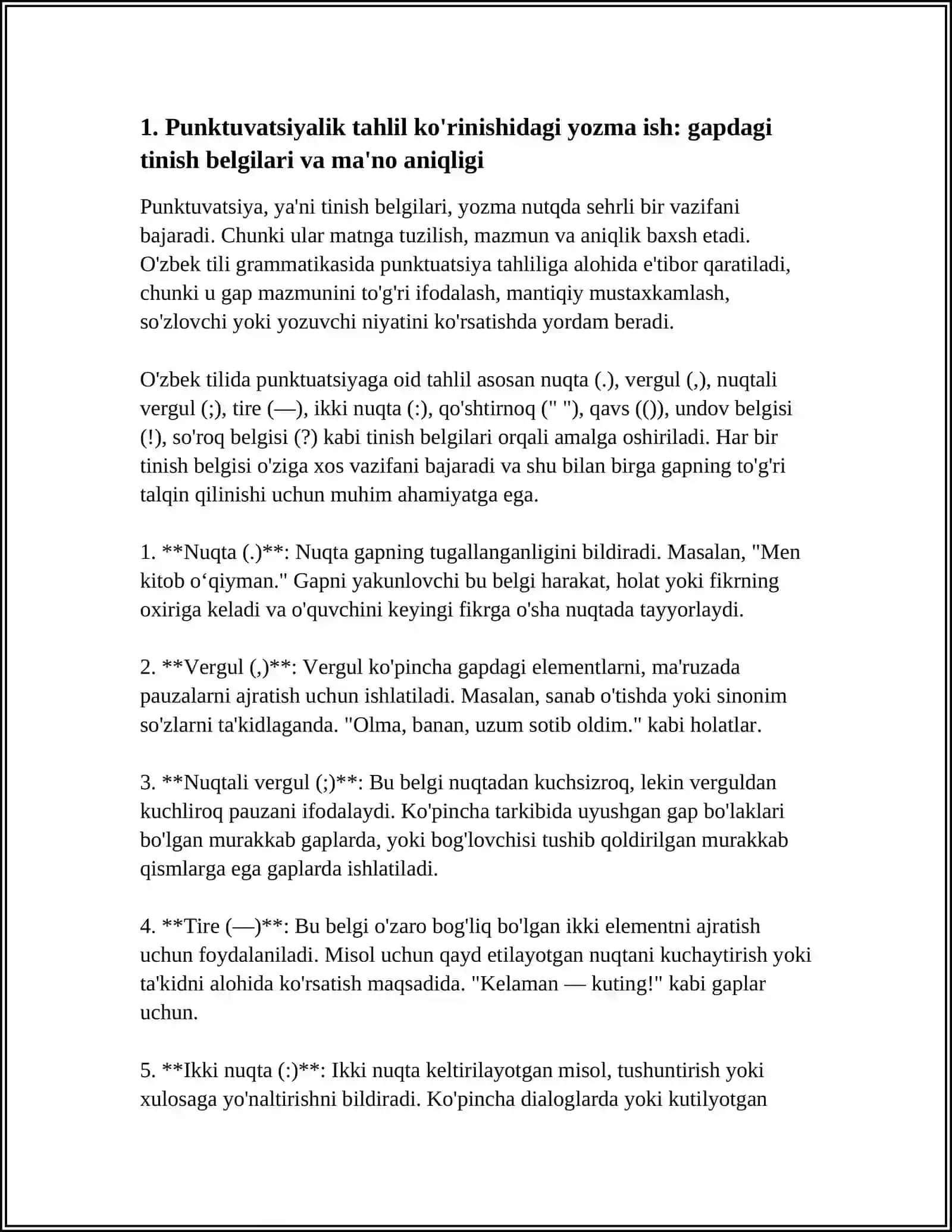 PUNKTUVATCIYALIK TAHLIL KORINISHIDAGI YOZMA ISHLARNI BAJARISH 3