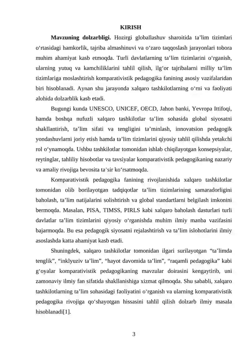 KOMPARATIVISTIK PEDAGOGIKA FANINI RIVOJLANISHIDA XALQARO TASHKILOTLAR VA 3
