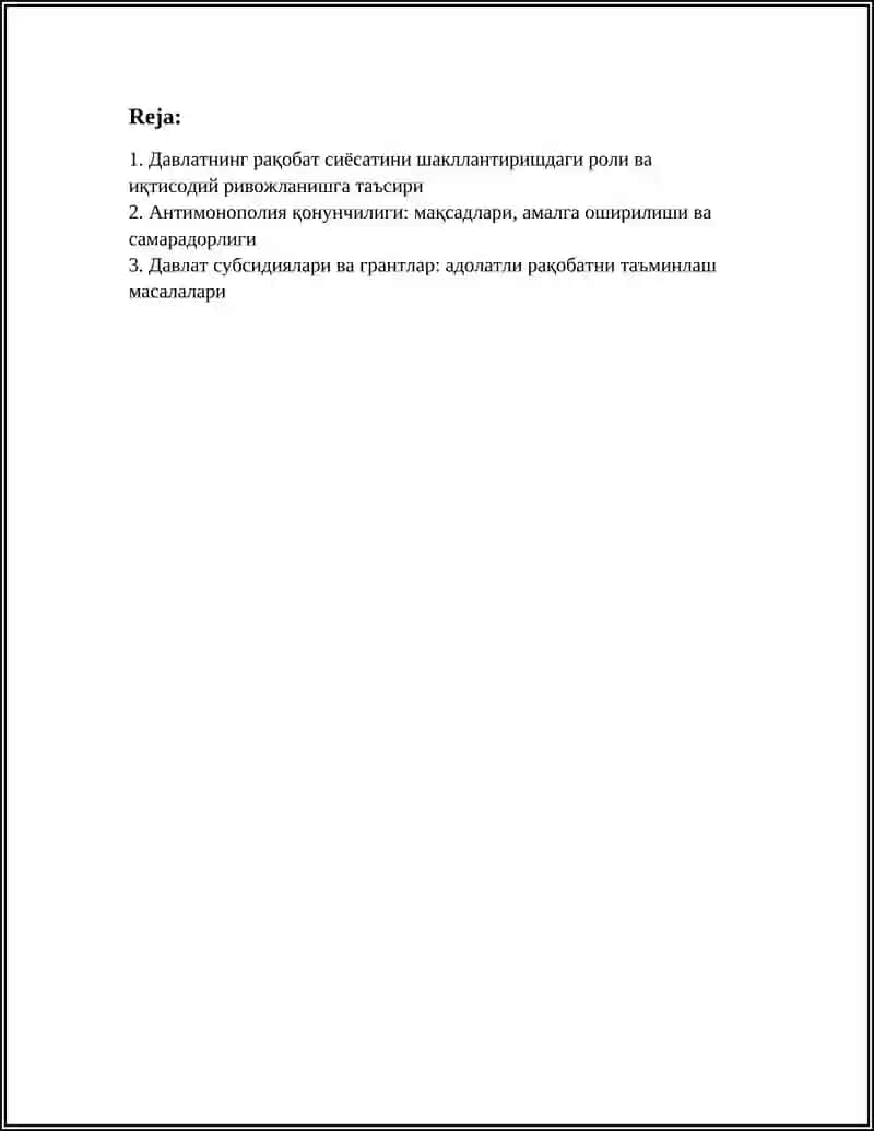 РАҚОБАТ МУХИТИ ВА УНИ ШАКЛЛАНТИРИШДА ДАВЛАТНИНГ РОЛИ 3
