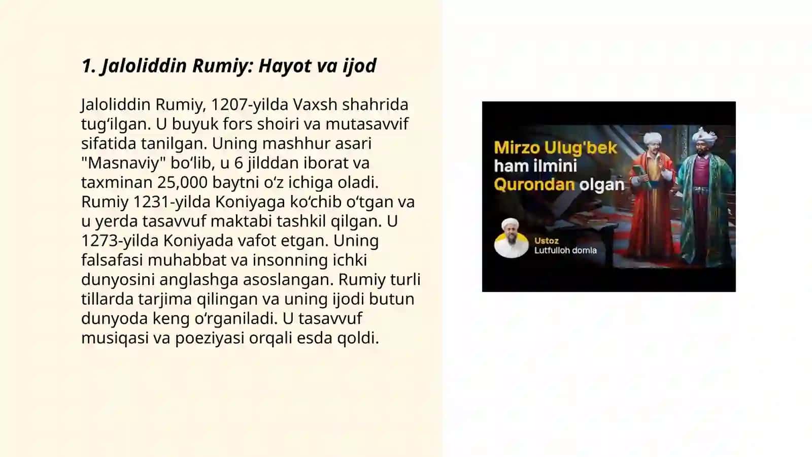 Jaloliddin Rumiyning kreativlik nazariyalari 3