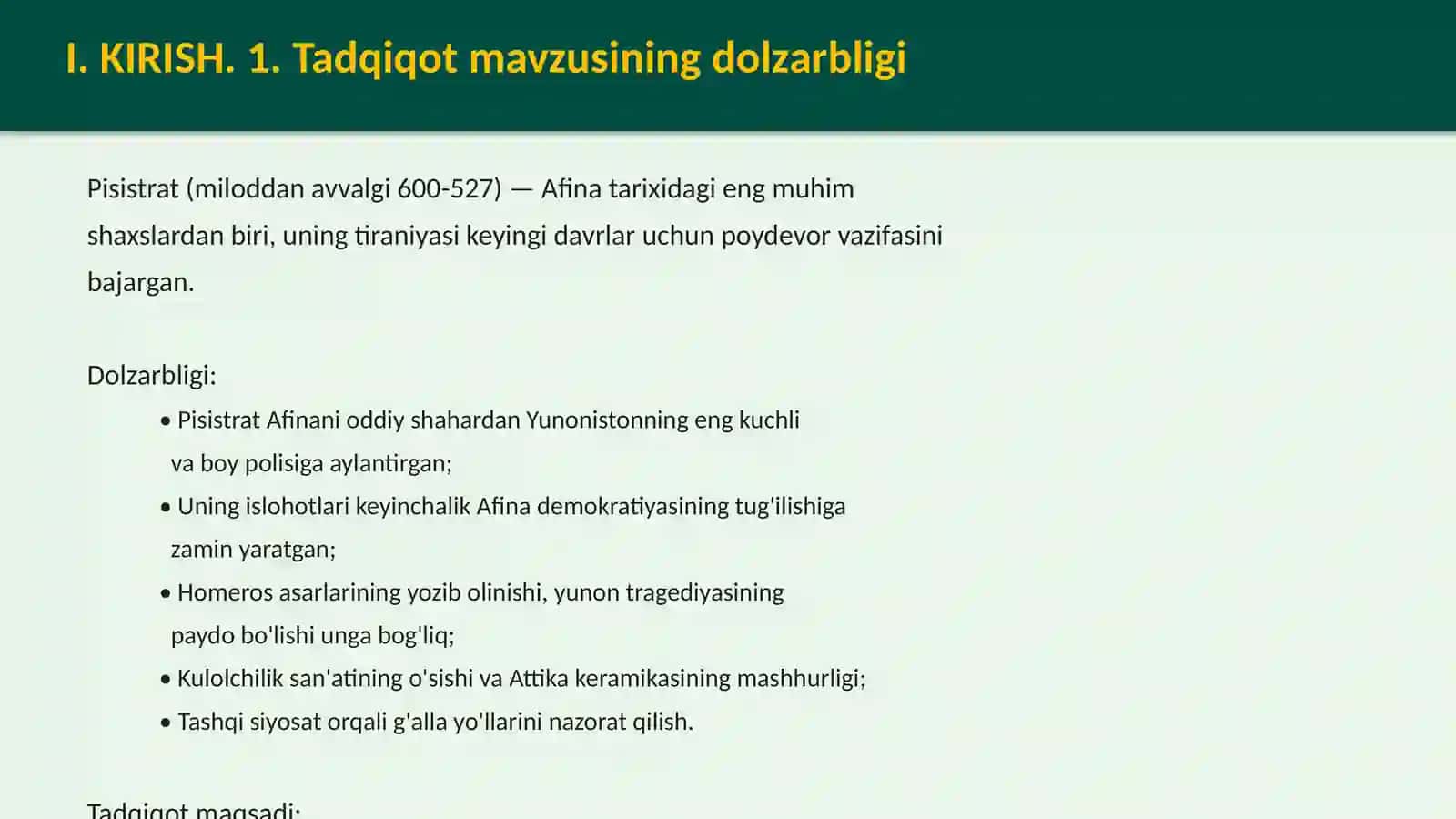 Pisistrat tiraniyasining ahamiyati 3