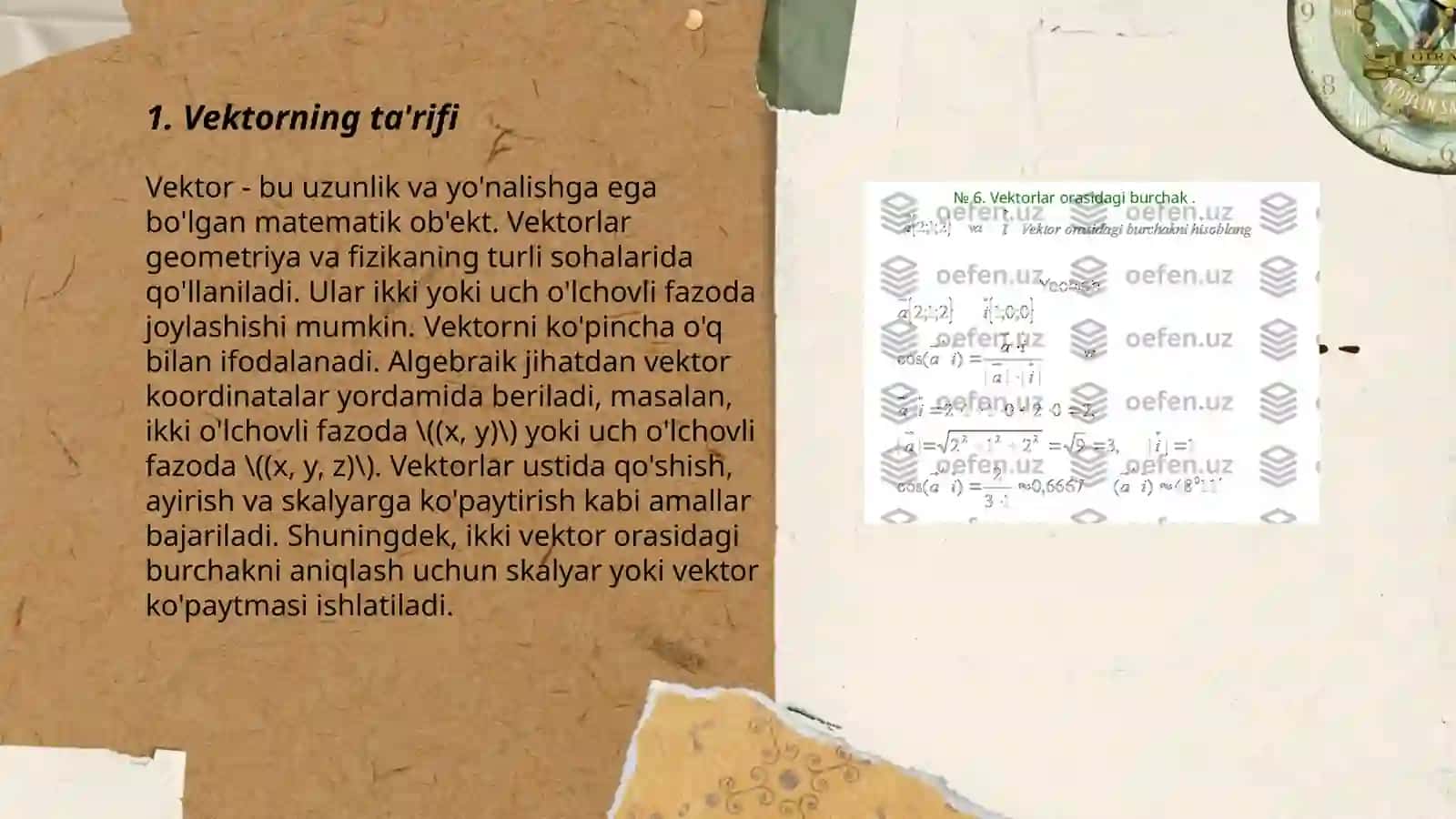 Vektorlar va ular ustida amallar 3