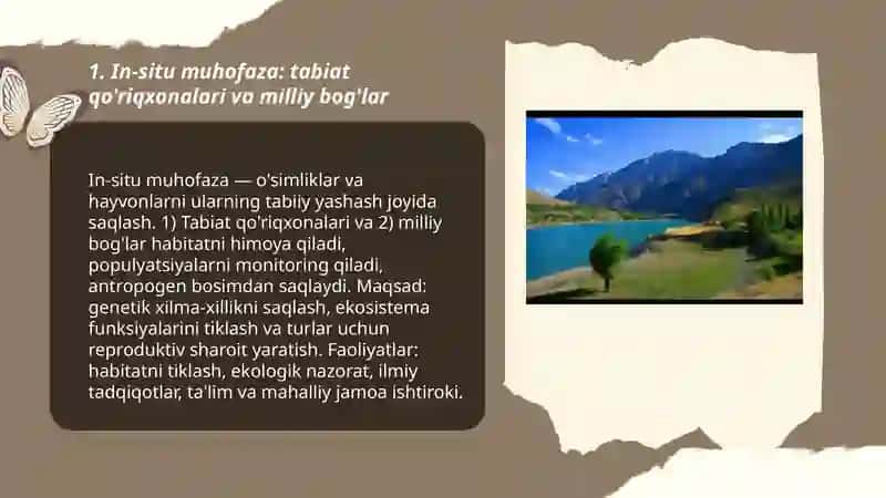 Oʻsimliklar va hayvon turlarini saqlash usullari 3
