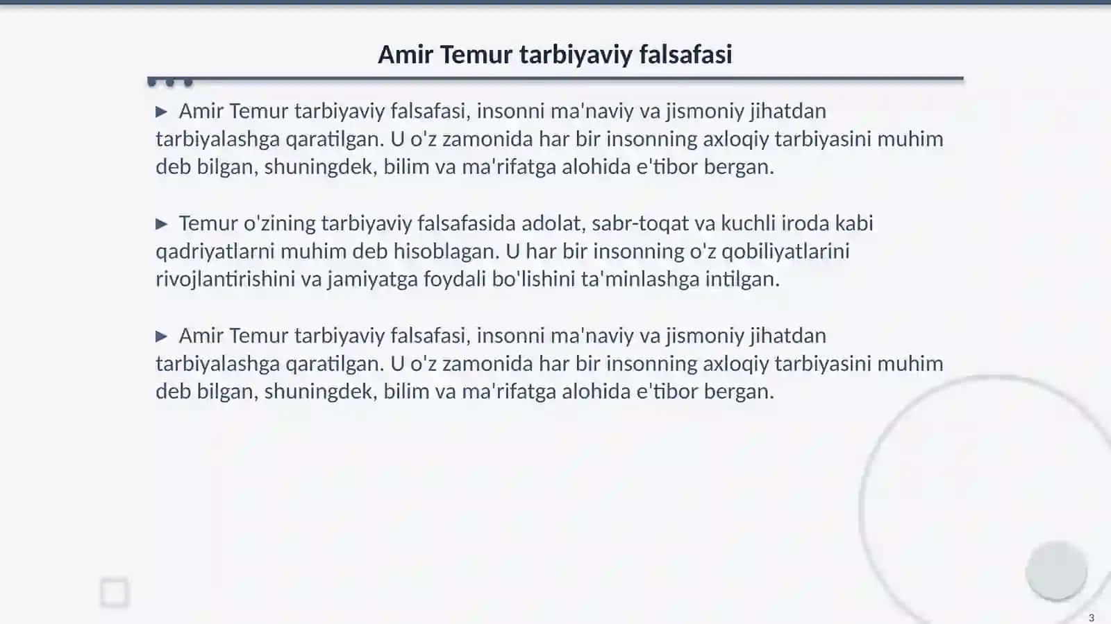 Amir Temur ugitlarining taribiyaviy ahamiyati 3