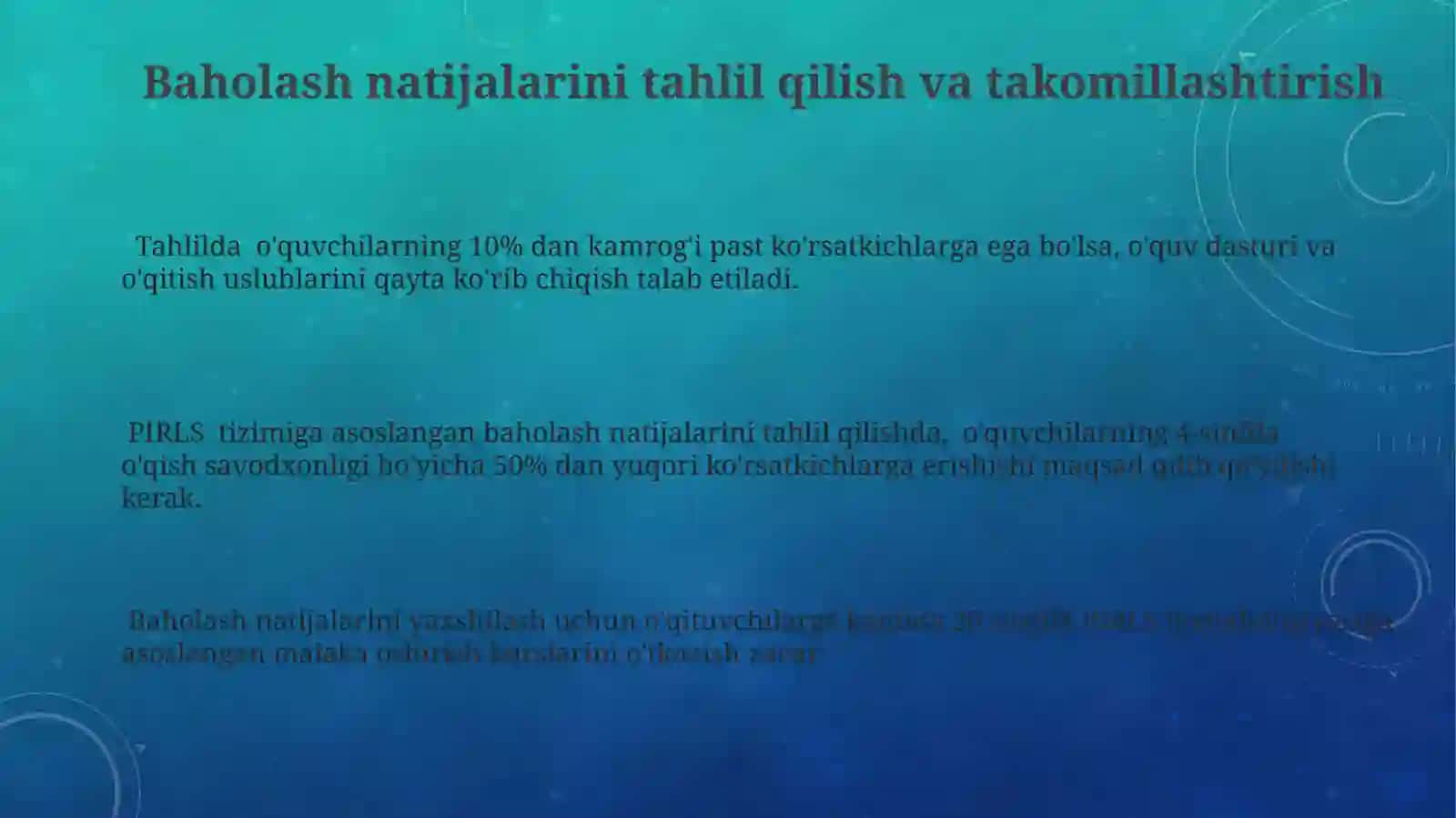 PIRLS Tizimi asosidagi Baholash bo'yicha Boshlang'ich Maktab O'qituvchilarini Tayyorlashning Zamonaviy Yondashuvlari 3