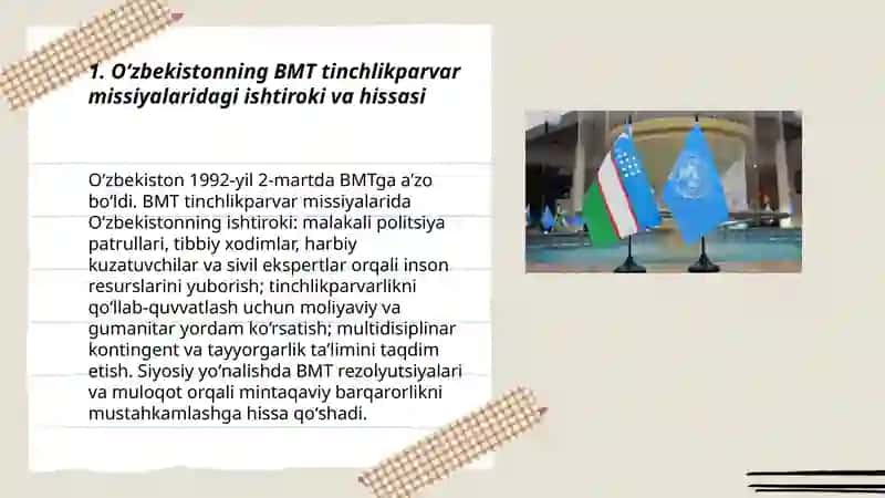 Oʻzbekistonning tinchlikparvar faoliyati va tinchlikparvar tashqi siyosati 3