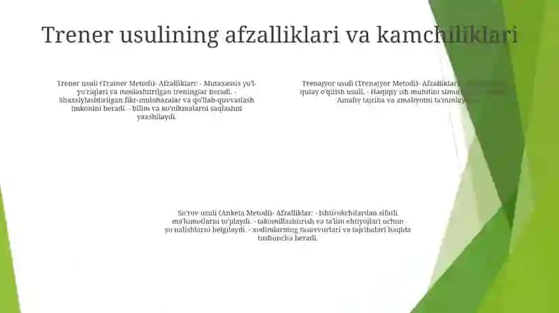 Trenajyor Metodi, Anketa Metodi 3