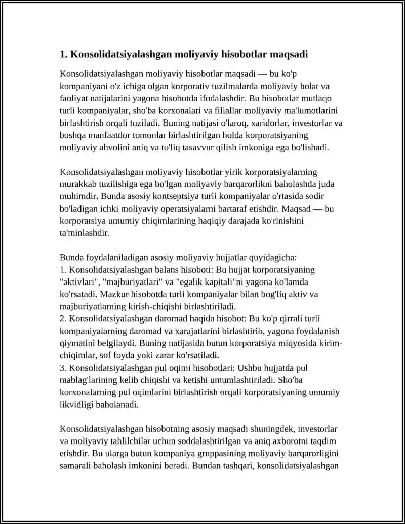 BANKLARDA KONSOLIDATSIYALASHGAN HISOBOT 3