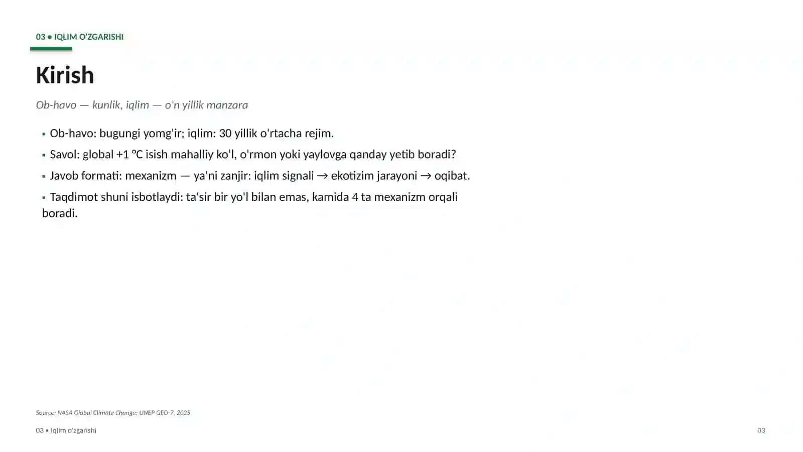 Ekologiya • Iqlim va Ekotizim 3