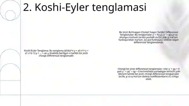 Bir Jinsli BoʻLmagan Chiziqli Yuqori Tartibli Differensial Tenglamalar 3