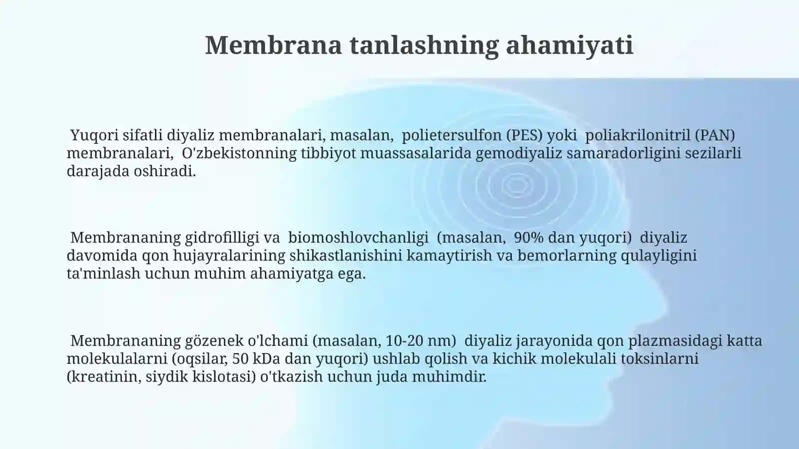 Kolloid sistemalarni dializ yo'li bilan tozalash. Gemodializni o'tkazishdagi kimyoning ahamiyati 3