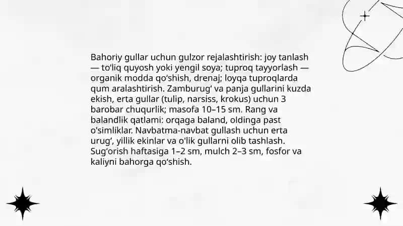Gulzor tashkil etish metodlari 3