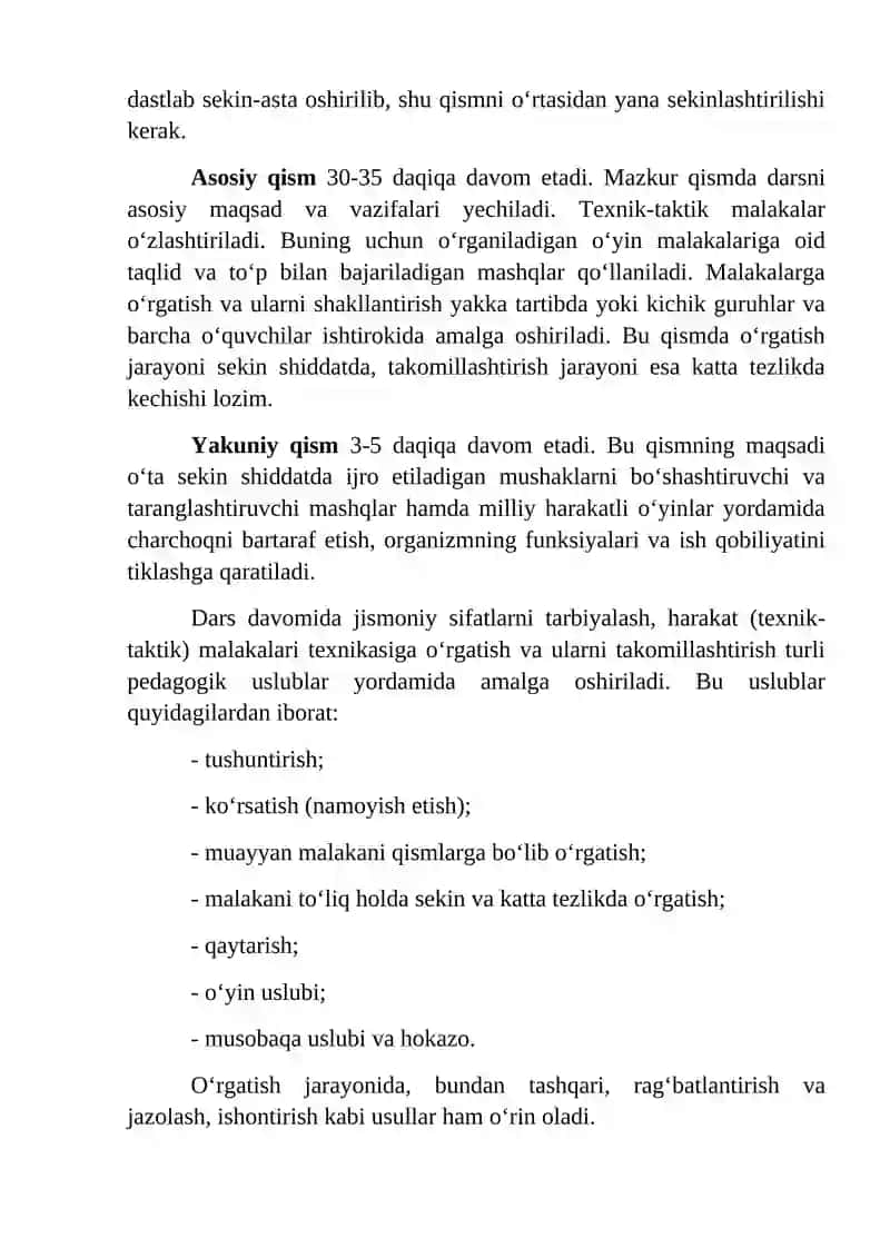 VOLEYBOL DARSINI TASHKIL QILISH VA O‘TKAZISH ASOSLARI 3