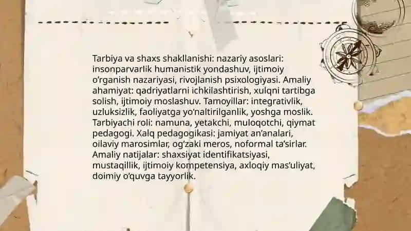 Tarbiyaning o'rni 3