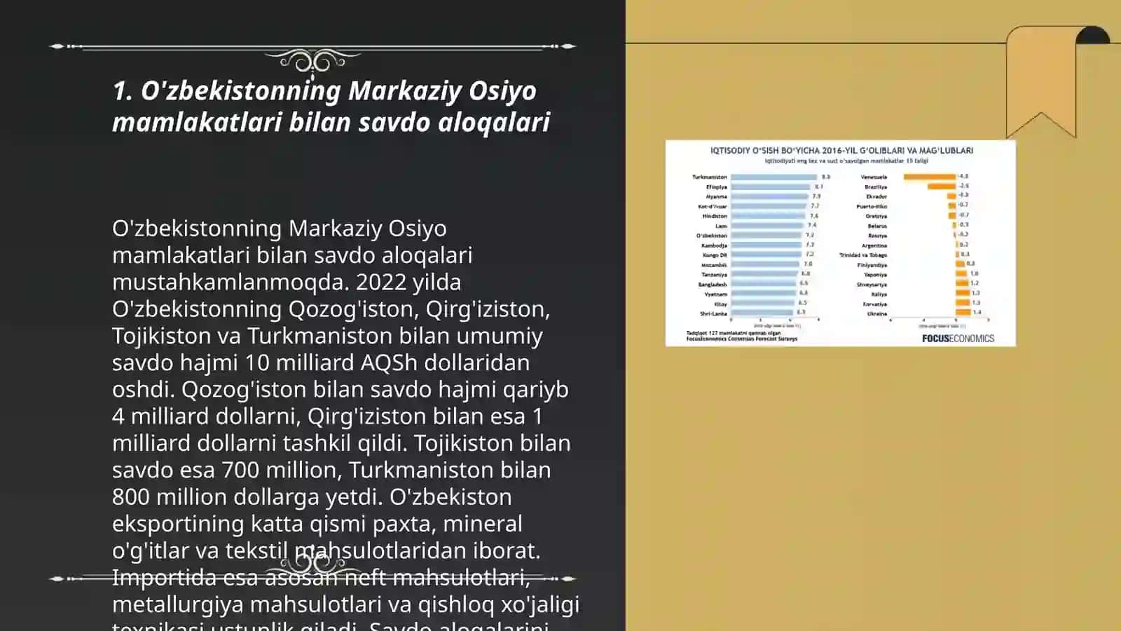 O'zbekiston va Markaziy Osiyo mamlakatlarining savdo iqtisodiy munosabatlari 3