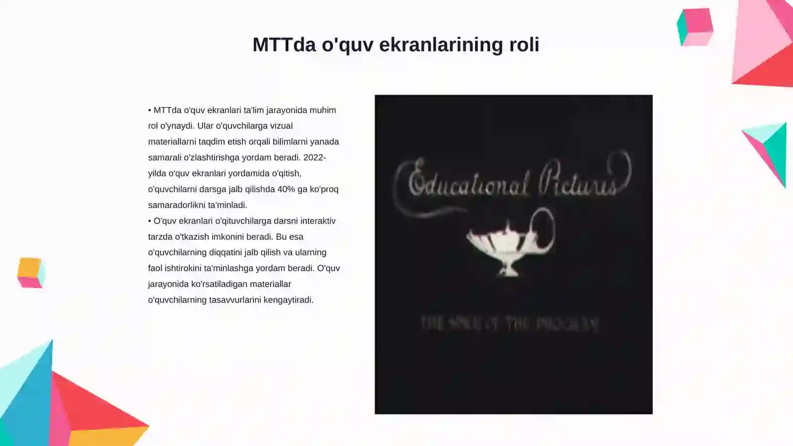 MTTda O'quv ekranida namoyish etiladigan kinolentalar yordamida mashg'ulotlarni tashkil etish 3