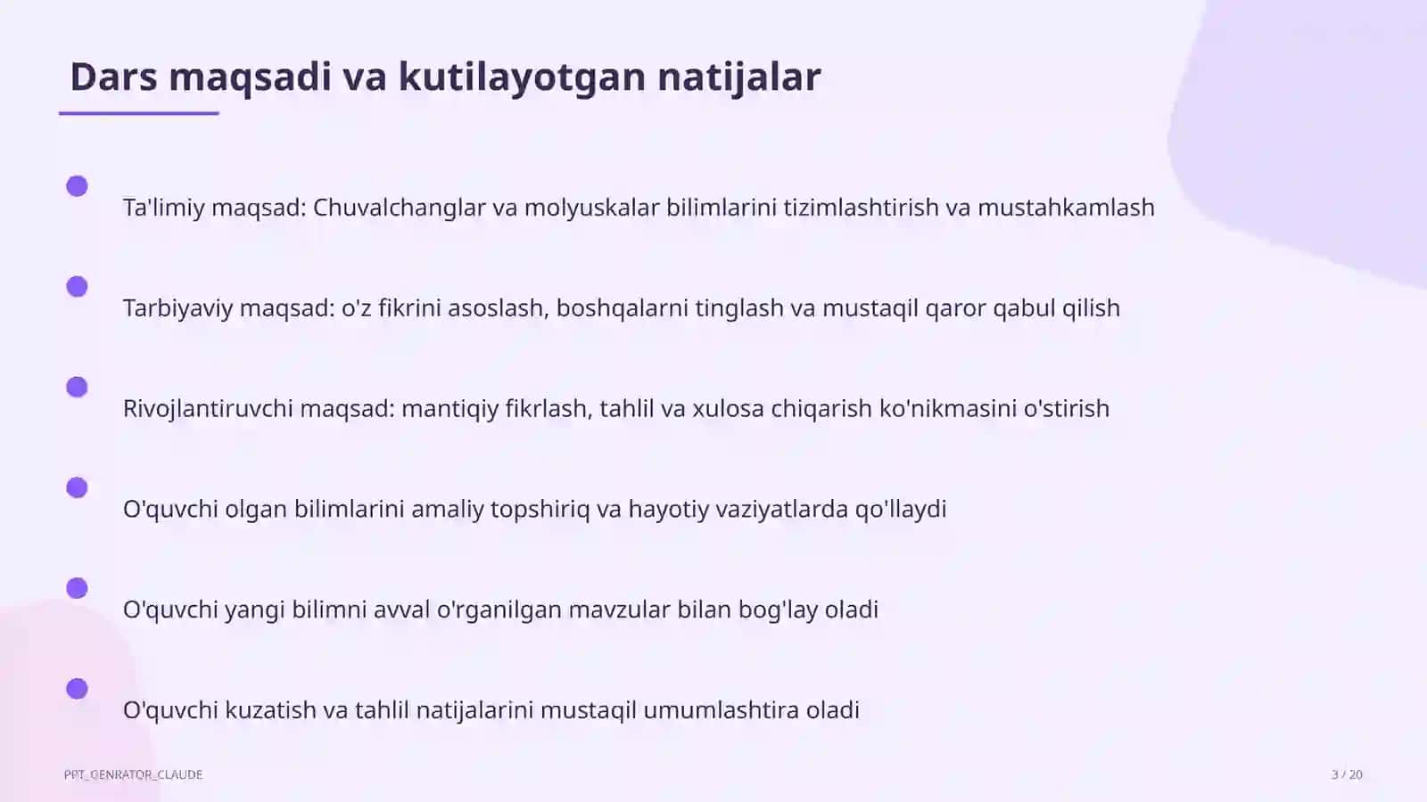 Chuvalchanglar va molyuskalar (7-sinf) 3