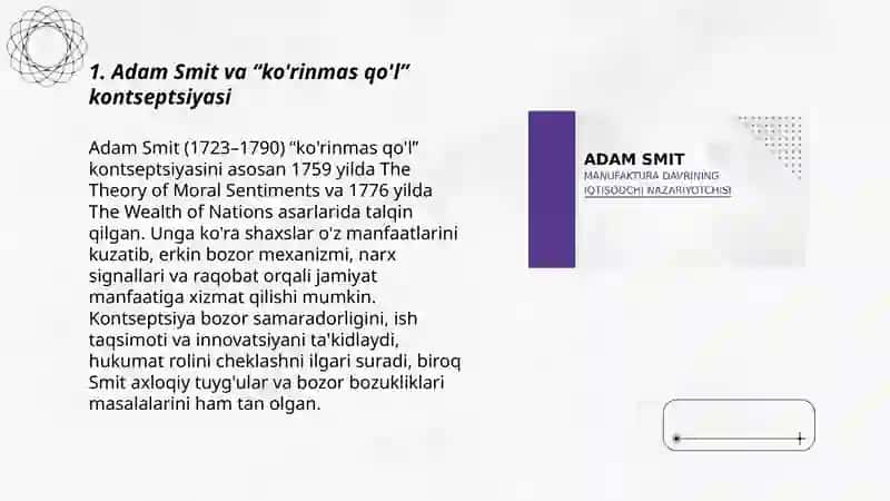 ADAM SMIT VA KLASSIK IQTISODIY MAKTAB: BOZOR MEXANIZMI VA "KO'RINMAS QO'L" 3
