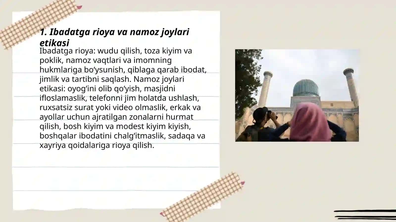 Musulmon sayyohlarning xulq atvorlari mezonlari 3