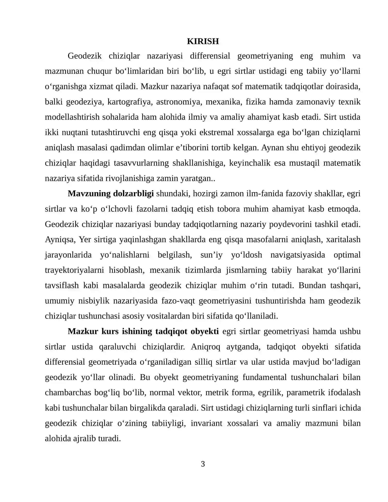 GEODEZIK CHIZIQLAR NAZARIYASI 3